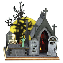 Load image into Gallery viewer, OLD WORLD CHRISTMAS GINGER COTTAGES CREEPY CEMETERY HALLOWEEN ORNAMENT 82003