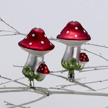 Load image into Gallery viewer, Kurt Adler 2-Piece Box Set Glass 4" Clip-On Mushroom Christmas Ornaments C1840