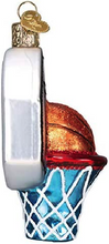 Load image into Gallery viewer, OLD WORLD CHRISTMAS BASKTEBALL HOOP BLOWN GLASS CHRISTMAS ORNAMENT 44164