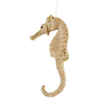 Load image into Gallery viewer, GALLERIE II 6" CHAMPAGNE GLITTER SEAHORSE NAUTICAL COASTAL CHRISTMAS ORNAMENT