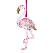 Load image into Gallery viewer, KURT ADLER 4.9" PLASTIC PREPPY PINK FLAMINGO CHRISTMAS ORNAMENT T2819