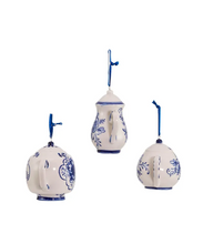 Load image into Gallery viewer, KURT ADLER SET OF 3 PORCELAIN 2-3" DELFT BLUE TEAPOT XMAS ORNAMENTS J0935 `