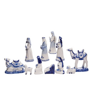 Load image into Gallery viewer, KURT ADLER 1.97-6.7" DELFT BLUE 11 PIECE NATIVITY SET CHRISTMAS TABLE TOP DECOR