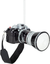 Load image into Gallery viewer, KURT ADLER 2.25" GLASS CAMERA w/ZOOM LENS & STRAP CHRISTMAS ORNAMENT TD1746