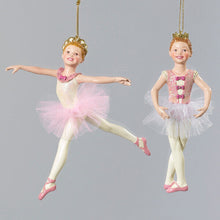 Load image into Gallery viewer, KURT ADLER SET OF 2 PINK & WHITE 5.5" RESIN BALLERINA CHRISTMAS ORNAMENTS D0236