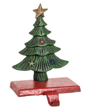 Load image into Gallery viewer, GALLERIE II 8.7" CAST IRON HAND PAINTED CHRISTMAS TREE STOCKING HOLDER HANGER