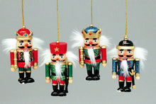 Load image into Gallery viewer, KURT ADLER 4" WOODEN NUTCRACKER CHRISTMAS ORNAMENTS w/GEM STONES SET OF 4