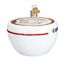 Load image into Gallery viewer, OLD WORLD CHRISTMAS CAPPUCCINO COFFEE CUP GLASS CHRISTMAS ORNAMENT 32309