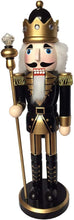 Load image into Gallery viewer, SANTA'S WORKSHOP 14" WOODEN BLACK & GOLD KING CHRISTMAS NUTCRACKER 70003