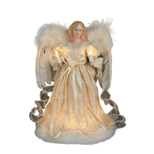 Load image into Gallery viewer, KURT ADLER 10 LIGHT 12" IVORY ANGEL w/FEATHER WINGS XMAS TREE TOPPER DECORATION