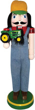 Load image into Gallery viewer, SANTA'S WORKSHOP 14" WOODEN FARMER CHRISTMAS NUTCRACKER w/GREEN TRACTOR 70892