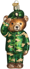 Load image into Gallery viewer, OLD WORLD CHRISTMAS ARMY BEAR VETERAN SOLDIER GLASS CHRISTMAS ORNAMENT 12402