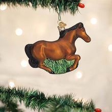 Load image into Gallery viewer, OLD WORLD CHRISTMAS BROWN MUSTANG GLASS FREE-ROAMING HORSE XMAS ORNAMENT 12619