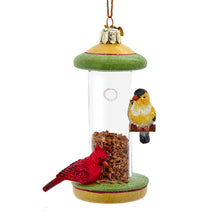 Load image into Gallery viewer, KURT ADLER 4.5" NOBLE GEM GLASS BIRD FEEDER XMAS ORNAMENT w/WINTER BIRDS NBX0119