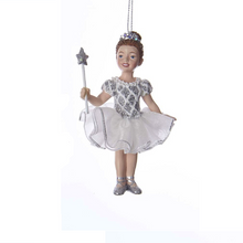 Load image into Gallery viewer, KURT ADLER SET OF 2 WHITE/SILVER BALLET PRINCESS BALLERINA XMAS ORNAMENTS C7638