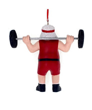 Load image into Gallery viewer, Kurt Adler 4.13" Resin Weightlifter Santa Christmas Ornament A1861