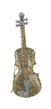Load image into Gallery viewer, KURT ADLER SET OF 3 LOT GOLD & SILVER GLITTER MUSICAL INSTRUMENT XMAS ORNAMENTS