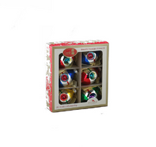 Load image into Gallery viewer, KURT ADLER 3" EARLY YEARS SET OF 6 GLASS STRIPED REFLECTOR XMAS ORNAMENTS G1406A