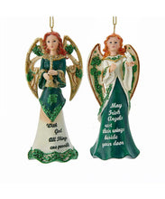 Load image into Gallery viewer, KURT S. ADLER SET OF 2 RESIN IRISH ANGELS w/SAYINGS CHRISTMAS ORNAMENTS