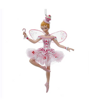 Load image into Gallery viewer, KURT ADLER SUGAR PLUM FAIRY CANDY CANE BALLERINA w/ WINGS XMAS ORNAMENT C9255