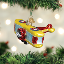 Load image into Gallery viewer, OLD WORLD CHRISTMAS BIPLANE AIRPLANE GLASS CHRISTMAS ORNAMENT 46072