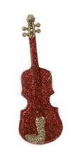 Load image into Gallery viewer, KURT ADLER SET OF 3 LOT RED & GOLD GLITTER MUSICAL INSTRUMENT XMAS ORNAMENTS