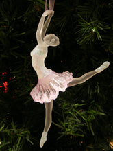 Load image into Gallery viewer, KURT ADLER SET OF 2 CLEAR & PINK FROSTED ACRYLIC BALLERINA CHRISTMAS ORNAMENTS