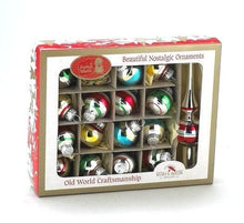 Load image into Gallery viewer, KURT ADLER 30MM EARLY YEARS MINI GLASS BALL ORNAMENTS & TREETOP 17-PIECE BOX SET