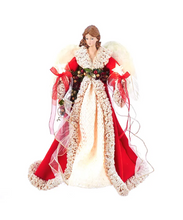Load image into Gallery viewer, KURT ADLER 16" UL 10-LIGHT RED & IVORY ANGEL CHRISTMAS TREE TOPPER UL2218