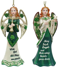 Load image into Gallery viewer, KURT S. ADLER SET OF 2 RESIN IRISH ANGELS w/SAYINGS CHRISTMAS ORNAMENTS