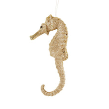 Load image into Gallery viewer, GALLERIE II 6" CHAMPAGNE GLITTER SEAHORSE NAUTICAL COASTAL CHRISTMAS ORNAMENT