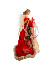 Load image into Gallery viewer, KURT ADLER 16" UL 10-LIGHT RED & IVORY ANGEL CHRISTMAS TREE TOPPER UL2218