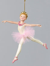 Load image into Gallery viewer, KURT ADLER SET OF 2 PINK & WHITE 5.5" RESIN BALLERINA CHRISTMAS ORNAMENTS D0236