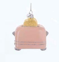 Load image into Gallery viewer, KURT ADLER 5" PINK VINTAGE STYLE RETRO TOASTER GLASS CHRISTMAS ORNAMENT T7577