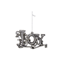 Load image into Gallery viewer, KURT ADLER ANTIQUE SILVER FINISH VINTAGE WORD "JOY" CHRISTMAS ORNAMENT D2927