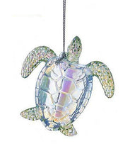 Load image into Gallery viewer, KURT ADLER SET OF 3 IRIDESCENT ACRYLIC ORNAMENTS SHELL/SEA TURTLE/SEAHORSE T2402