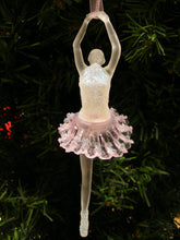 Load image into Gallery viewer, KURT ADLER SET OF 2 CLEAR & PINK FROSTED ACRYLIC BALLERINA CHRISTMAS ORNAMENTS
