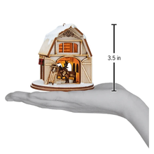 Load image into Gallery viewer, OLD WORLD CHRISTMAS GINGER COTTAGES SANTA'S REINDEER BARN ORNAMENT 80013