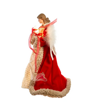 Load image into Gallery viewer, KURT ADLER 16" UL 10-LIGHT RED & IVORY ANGEL CHRISTMAS TREE TOPPER UL2218