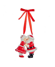 Load image into Gallery viewer, KURT ADLER 3.5" PORCELAIN SANTA & MRS CLAUS KISSING CHRISTMAS ORNAMENT J7745