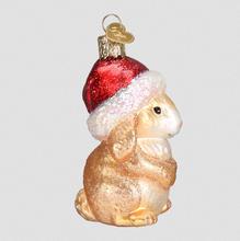 Load image into Gallery viewer, OLD WORLD CHRISTMAS CHRISTMAS BUNNY w/SANTA HAT GLASS CHRISTMAS ORNAMENT 12626