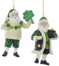 Load image into Gallery viewer, KURT ADLER 4" SET OF 2 RESIN HAND PAINTED IRISH SANTA CHRISTMAS ORNAMENTS C7676