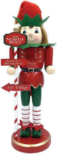 Load image into Gallery viewer, SANTA'S WORKSHOP 14" WOODEN NORTH POLE ELF NUTCRACKER XMAS TABLETOP DECOR 70200