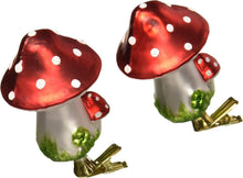 Load image into Gallery viewer, Kurt Adler 2-Piece Box Set Glass 4" Clip-On Mushroom Christmas Ornaments C1840