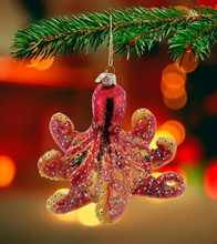 Load image into Gallery viewer, Kurt Adler Noble Gems 4" Red Glass Octopus Nautical Christmas Ornament NB0592