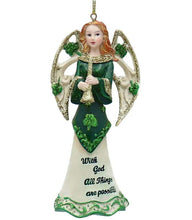 Load image into Gallery viewer, KURT ADLER 4.5" RESIN IRISH ANGEL ORNAMENT "WITH GOD ALL THINGS ARE POSSIBLE"