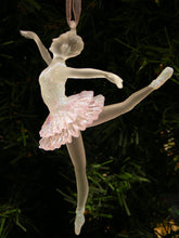 Load image into Gallery viewer, KURT ADLER SET OF 2 CLEAR & PINK FROSTED ACRYLIC BALLERINA CHRISTMAS ORNAMENTS