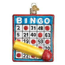 Load image into Gallery viewer, OLD WORLD CHRISTMAS BINGO CARD GLASS CHRISTMAS ORNAMENT 44137