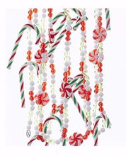 Load image into Gallery viewer, KURT ADLER 9' RED/GREEN/WHITE BEADED GARLAND w/PEPPERMINT SWIRLS & CANDY CANES