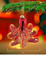 Load image into Gallery viewer, Kurt Adler Noble Gems 4" Red Glass Octopus Nautical Christmas Ornament NB0592